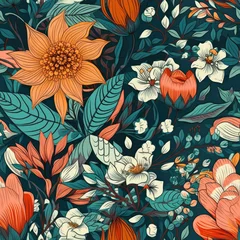Türaufkleber Seamless floral pattern. Generative AI. © Roxana