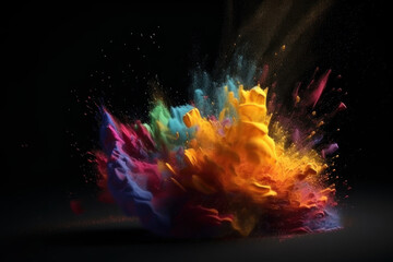 Obraz na płótnie Canvas Background. Powder paint explosion, rainbow colors. AI generative.
