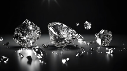 Picture of diamonds on a black background - obrazy, fototapety, plakaty