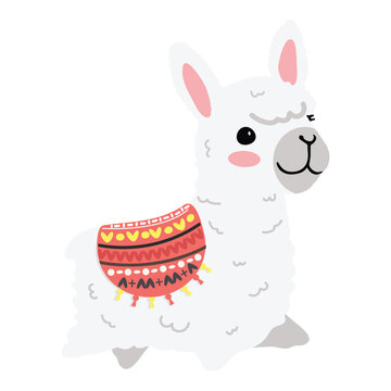 happy Cute alpaca fluffy mini