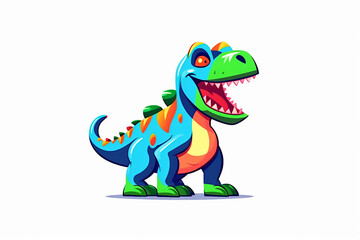 Obraz premium Allosaurus. Dinosaur, cartoon style, kids content. White background. Ai illustration, fantasy digital painting, Generative AI