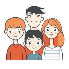 Happy family father  mother and child cute hand drawn pattern vector illustration design line drawing.