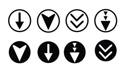 Down Icon Vector Illustration. Flat Down Icon  Down Sign Symbol