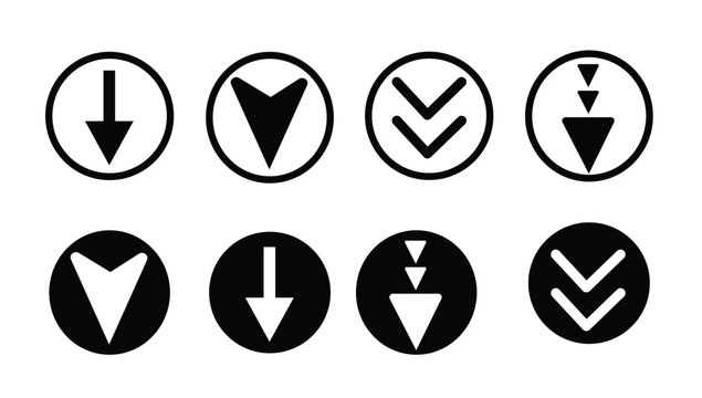Down Icon Vector Illustration. Flat Down Icon  Down Sign Symbol