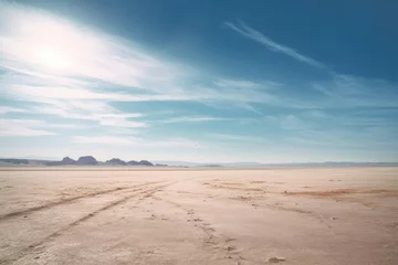 Foto auf Acrylglas Lachsfarbe A landscape photograph featuring a vast expanse of empty space, such as a desert field. Generative AI