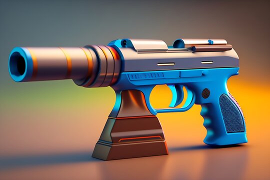 a toy gun, a 3D render, environmental art generative ai