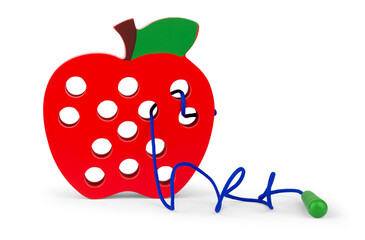 Cartoon apple from plasticine on white