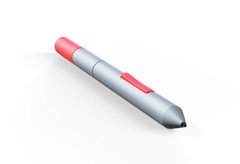 Top view of graphic tablet and pen for illustrators, designers and photographers isolated on black background. 3d rendering