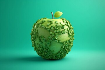 Illustration of a green apple representing the concept of World Food Day and promoting a sustainable world, Generative Ai