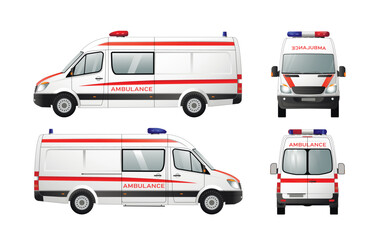 Vector image of an ambulance. Car branding mockup.