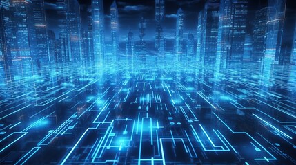 Naklejka premium Big data technology futuristic background generative AI