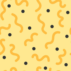 Trendy squiggles  90s style seamless pattern. Simple childish print. For textile, backdrop, packaging