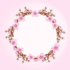 Elegant floral wreath with spring flowers. Design for invitation or greeting cards