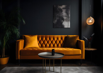 modern living room orange color