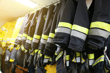 Fire fighter on oil and gas industry, successful firefighter at work , Fire suit for fighter with...