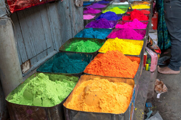 India Rajasthan Bikaner, the street market powder colors