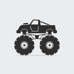 Monster truck silhouette icon black and white drawing vector illustration © Zoran Milic