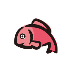 Sea bream - Japanese new year icon/illustration (Hand-drawn line, colored version)
