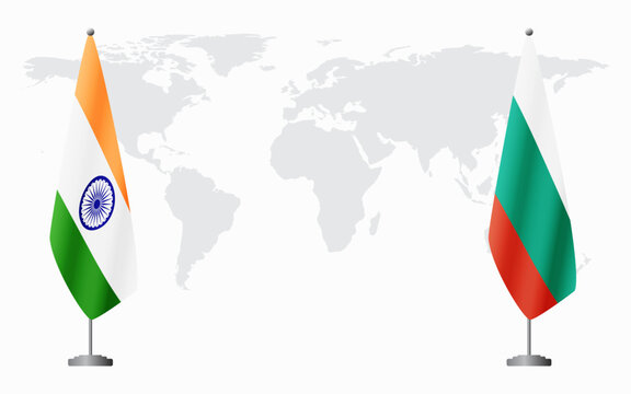India and Bulgaria flags for official meeting