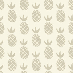 Vector seamless pattern with pineapple.Tropical jungle cartoon leaf.Pastel plant background.Cute natural pattern for fabric, childrens clothing,textiles,wrapping paper.