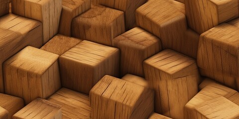 3D Cartoon Seamless Texture for Games Wooden Cube ai generate