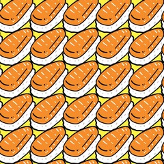 seamless pattern with salmon sushi rolls