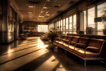 an empty airport waiting area