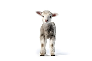 Cute little lamb isolated on a white background. Studio shot. Generative AI