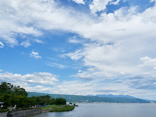 初夏、諏訪湖と八ヶ岳