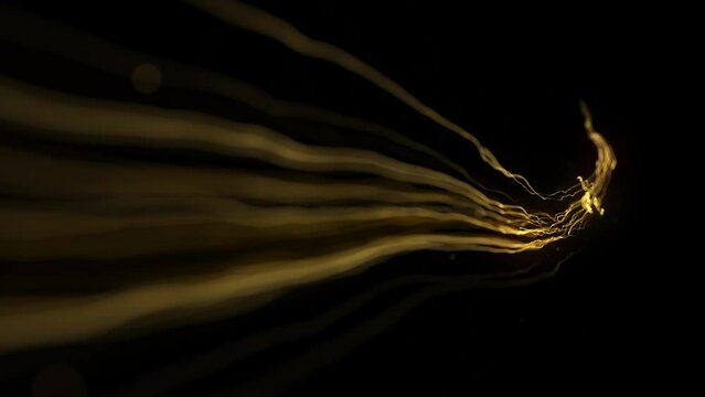 Dynamic Electric Light Strokes Background/ 4k animation of an abstract background of kinetic glowing 3d light strokes with wiggling camera shake effect