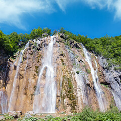 large waterfall in Plitvice Lakes National Park (Croatia)