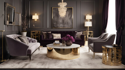 Contemporary Glamour luxury room design, generative ai