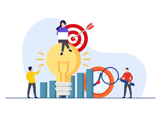 productivity flat illustration, Self-management, Performance increase, Goal setting, Achieving targets, Time management concept for landing page, web banner, social media, infographic