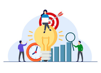 productivity flat illustration, Self-management, Performance increase, Goal setting, Achieving targets, Time management concept for landing page, web banner, social media, infographic