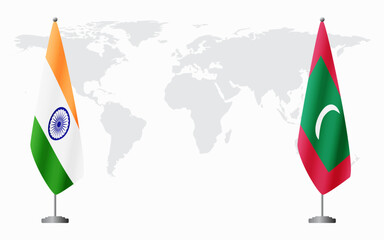 India and Maldives flags for official meeting