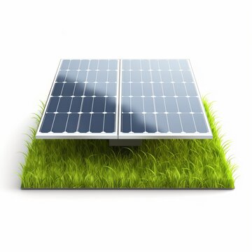 Solar Panel on a grass With White Background