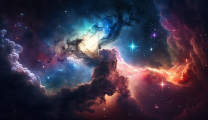 Fototapeta na wymiar space nebula and galaxy background, AI generate