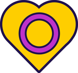 Outline Flag Heart Intersex Pride Icon