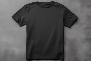 Black t-shirt front mockup on a gray background Generative AI