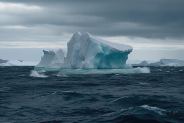 Fototapeta na wymiar Iceberg in the polar regions. Arctic ice sheet in the ocean. Antarctica glacier in nature background.