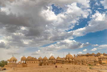 The royal cenotaphs of historic rulers, also known as Jaisalmer Chhatris, at Bada Bagh in...