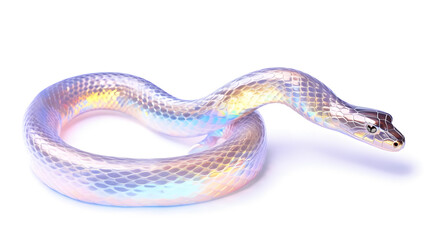 Holographic gradient snake isolated on the white background Generative AI