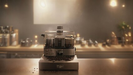 Obraz na płótnie Canvas Modern Coffee Maker Brews On Beautiful Counter. Generative AI