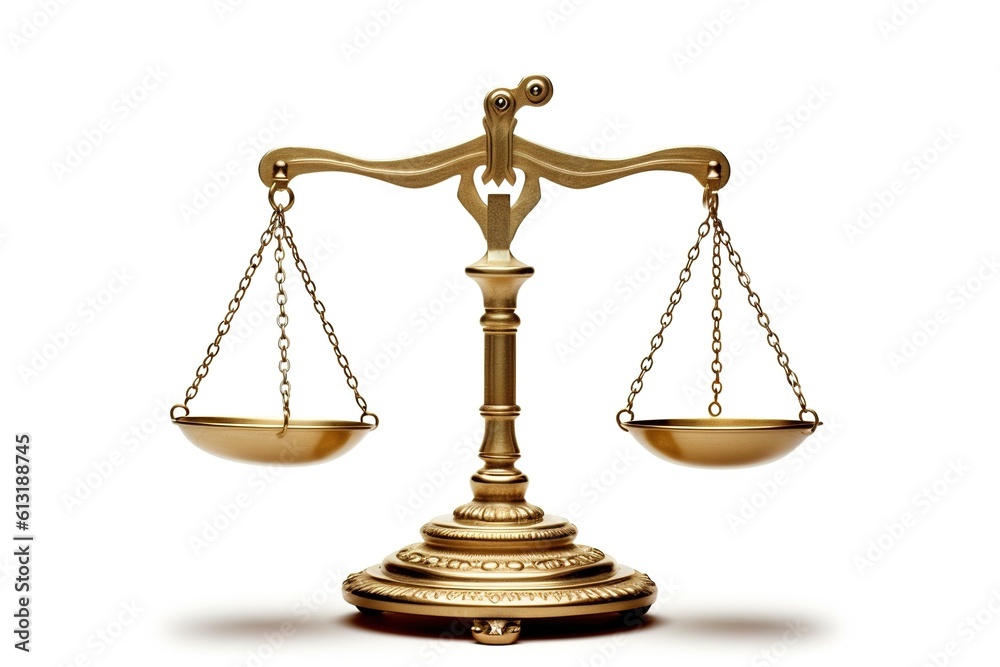 Poster scale balance concept. scales isolated on white background. generated by ai.