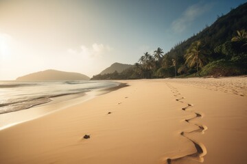 Empty Tropical Beach on a Sunny Day with Blue Sky Summer Vibes Generative AI