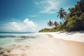 Empty Tropical Beach on a Sunny Day with Blue Sky Summer Vibes Generative AI