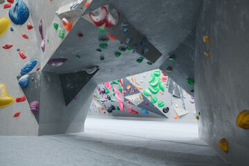Empty Indoor Climbing Centre With Variety Of Climbing Or Bouldering Walls © Southworks