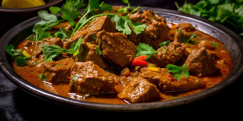 Fototapeta Spicy and Flavorful Mutton Korma Recipe for Eid ul Azha Traditional Mutton Korma Recipe for Eid ul Azha Feast Mouthwatering Mutton Korma Dish for Eid ul Azha Festivities obraz