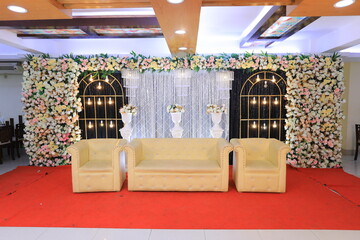 wedding stage decoration with rose flowers