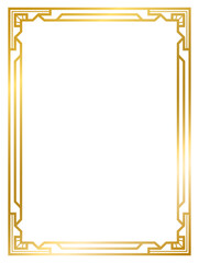 Art Deco gold frame vintage frame line geometric wedding label card frame png transparent background